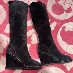 Chanel wedge suede boots